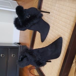 Alice and Olivia suede and fur ankle boots